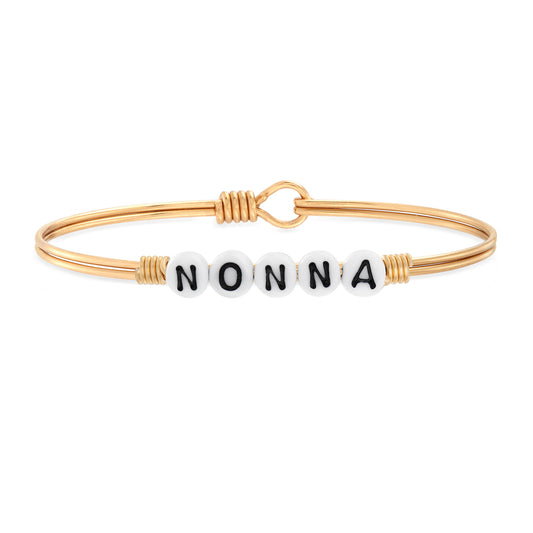 SpearmintLOVE’s baby Nonna Letter Bead Bangle Bracelet, Brass