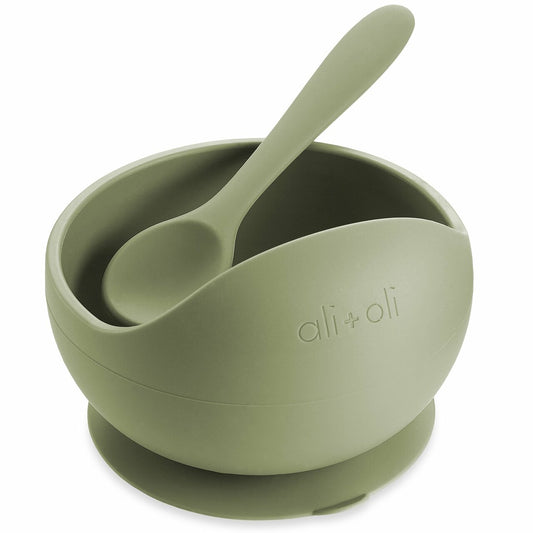 SpearmintLOVE’s baby Suction Bowl & Spoon Set, Sage