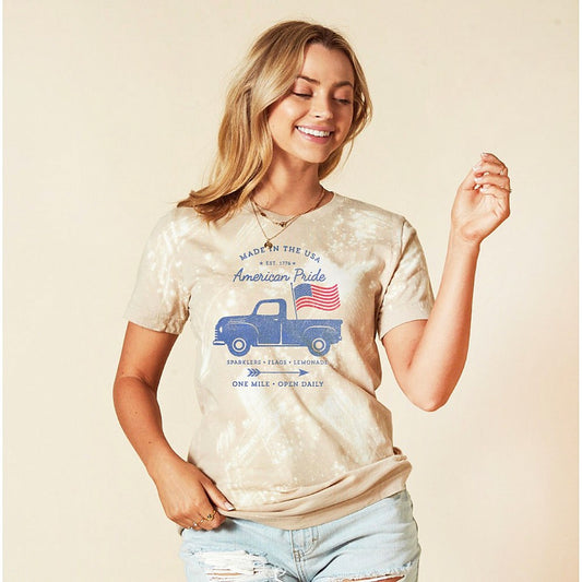Hand Brush Bleached Graphic Tee, American Pride