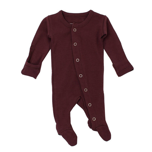 Organic Snap Footed Romper, Eggplant