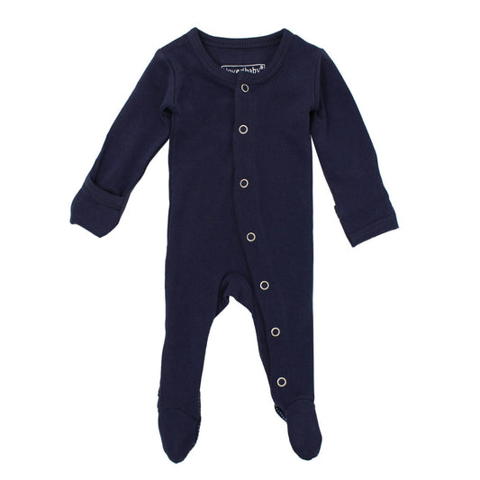 Organic Snap Footed Romper, Navy