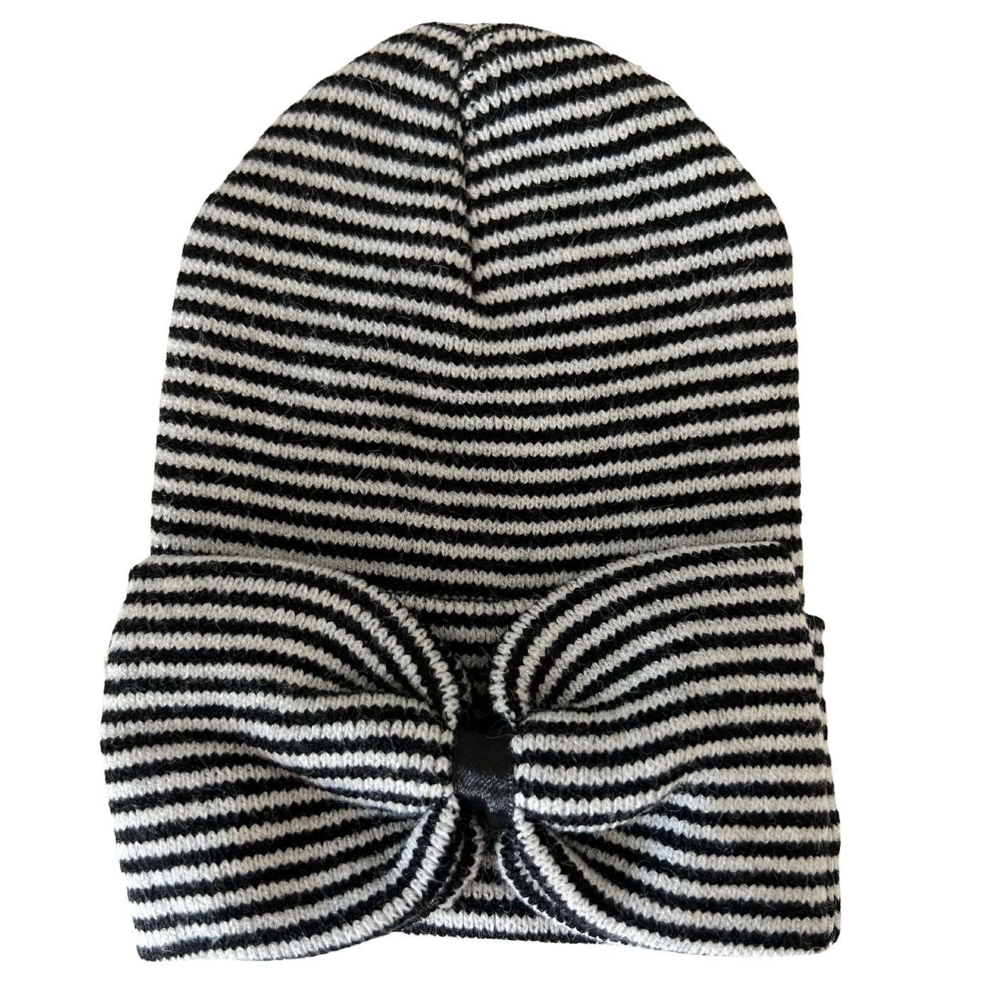 Baby's First Hat, Black/White Stripe Bow