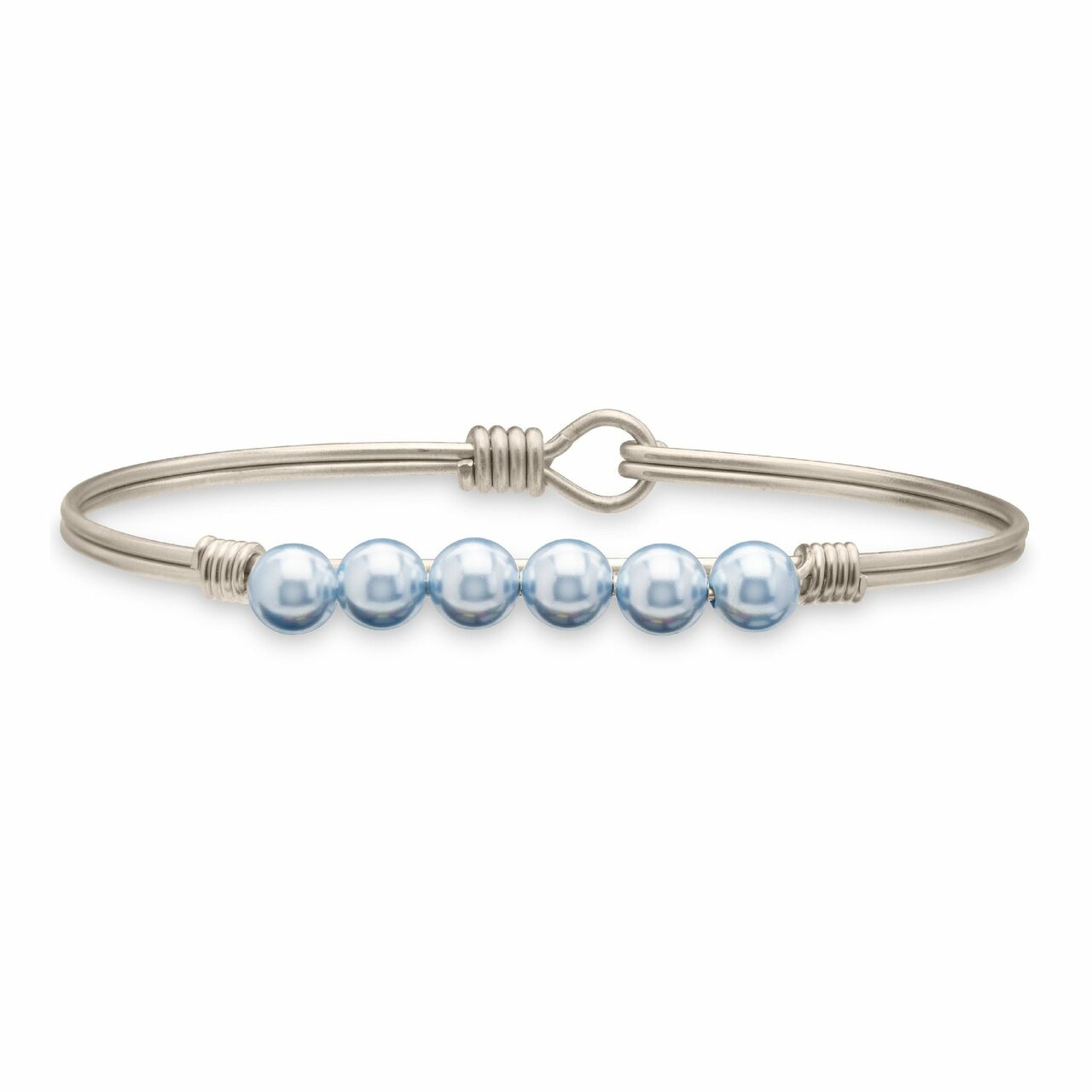 SpearmintLOVE’s baby Baby Blue Crystal Pearl Bangle Bracelet, Silver