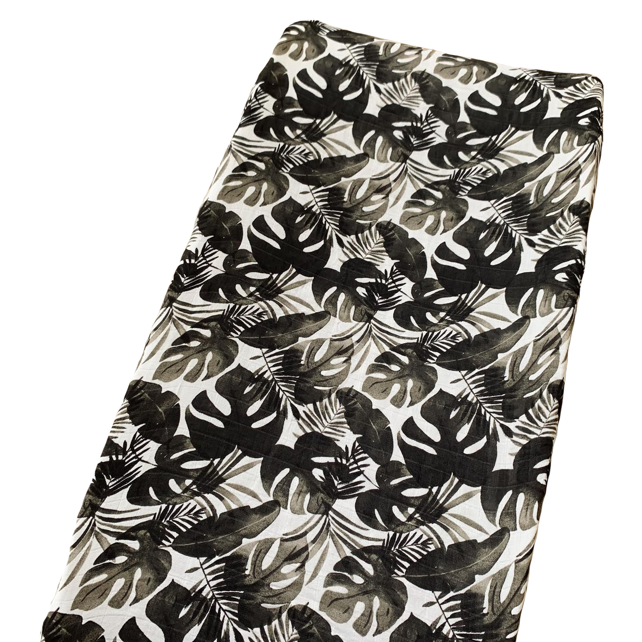 SpearmintLOVE’s baby Muslin Changing Pad Cover, Black Monstera Leaf