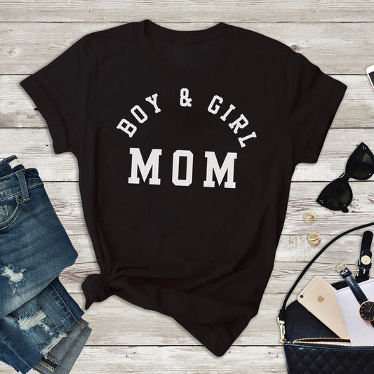 Boy & Girl Mom Graphic Tee, Black