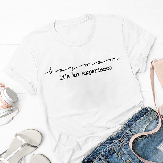 Boy Mom Experience Graphic Tee, White