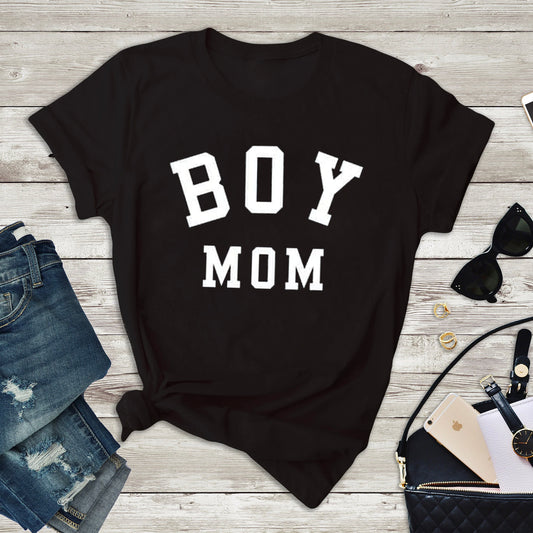 Boy Mom Graphic Tee, Black