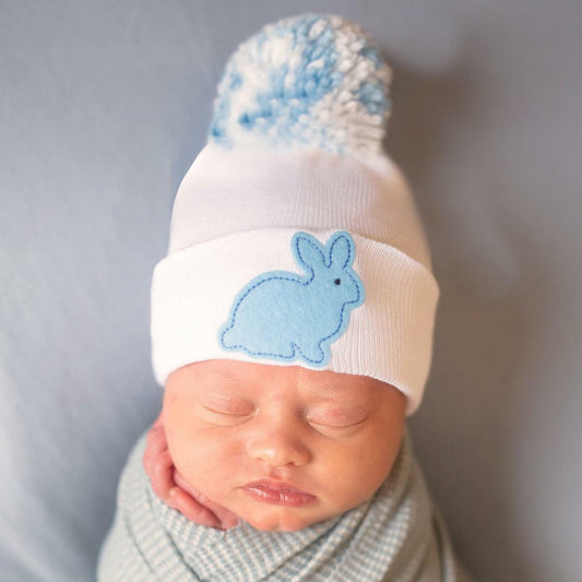 SpearmintLOVE’s baby Newborn Blue Pom Hat, Blue Bunny