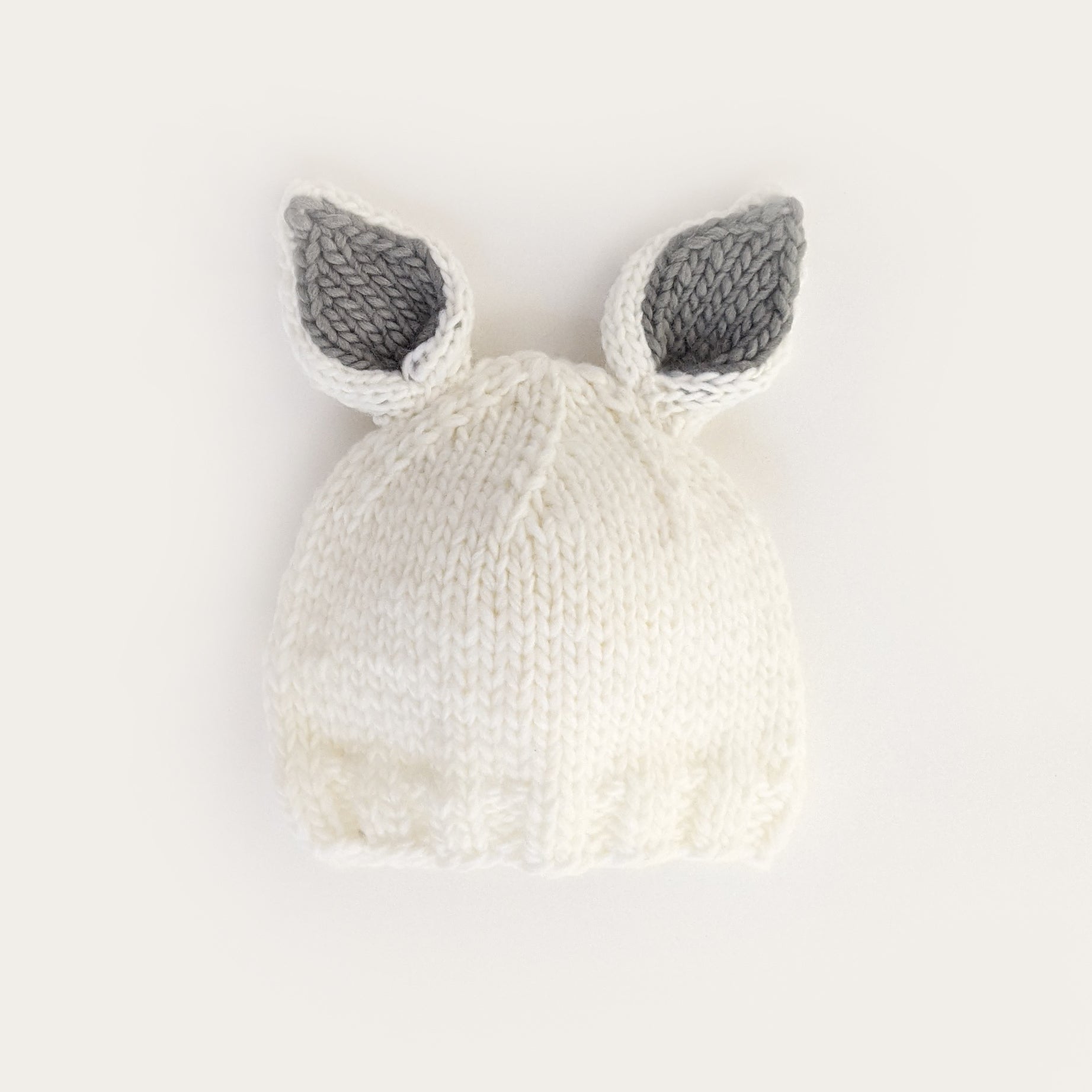 Knit Bunny Hat, White/Grey – SpearmintLOVE