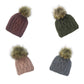 Cable Knit Fur Pom Hat, Rifle Green