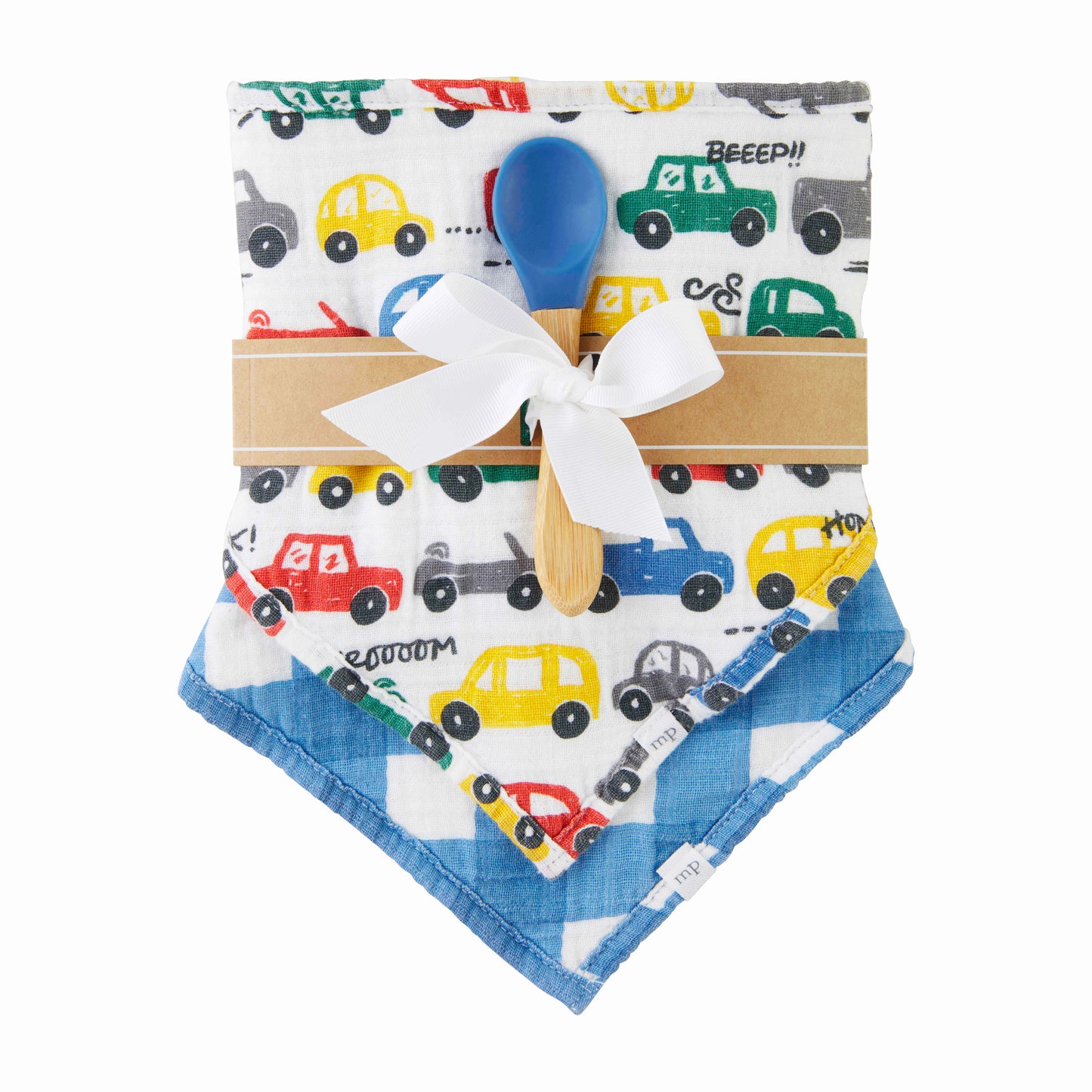 Muslin Bib & Spoon Set, Cars