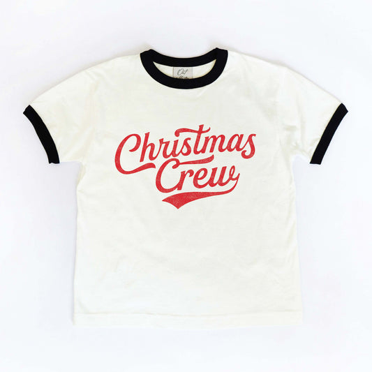 Christmas Crew Toddler Ringer Graphic Tee, Natural/Black