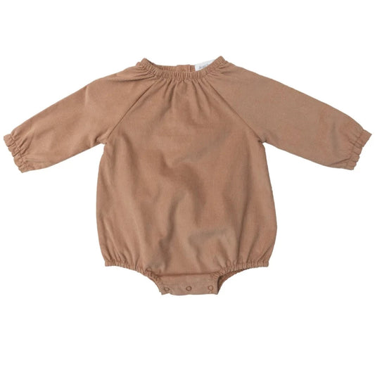 Cotton Raglan Bubble Romper, Camel