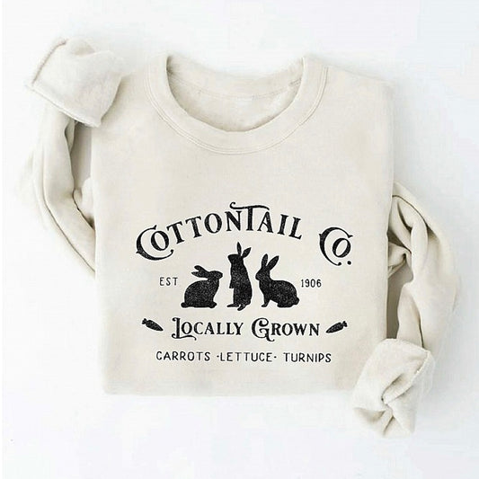 Cottontail Co. Women's Graphic Fleece Sweatshirt, Vintage White