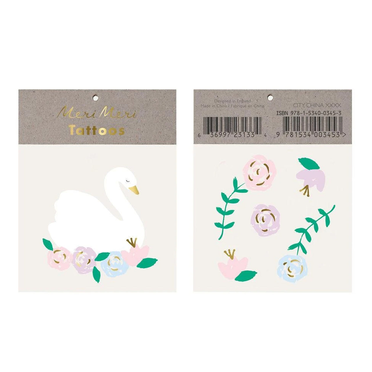 SpearmintLOVE’s baby Floral Swan Kid Tattoos