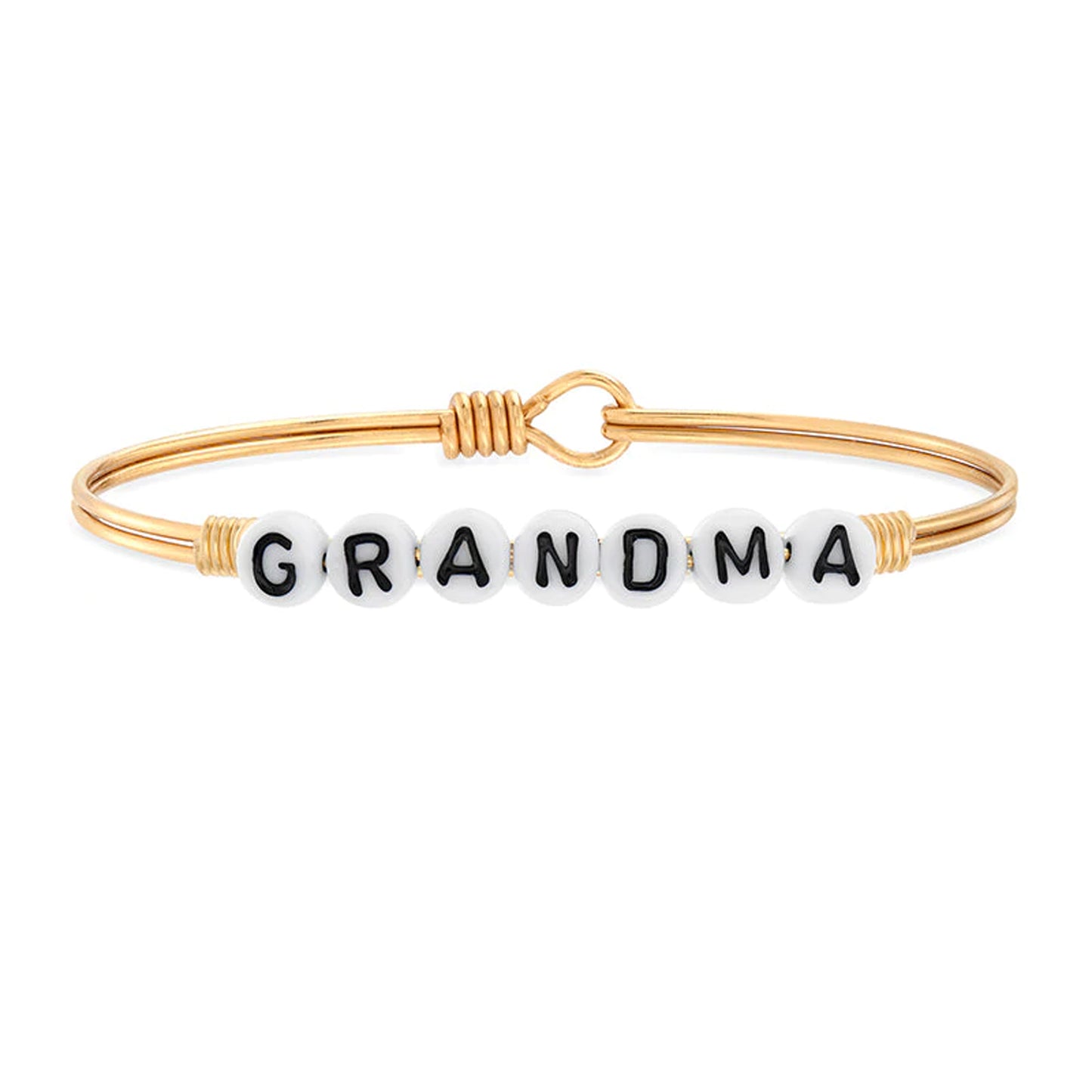 Grandma Letter Bead Bangle Bracelet, Brass