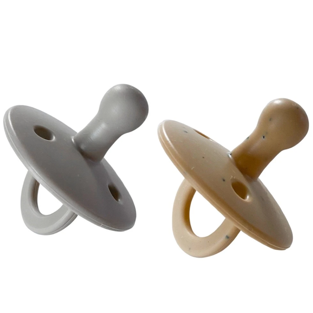 SpearmintLOVE’s baby 2 Pack Pacifier / Grey & Tan Speckle
