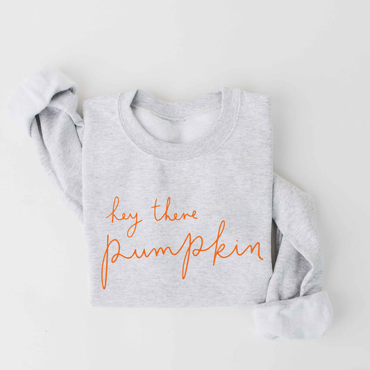 Hey There Pumpkin Women's Graphic Fleece Sweatshirt, White Heather