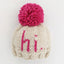 "Hi." Knit Beanie, Neon Pink