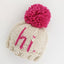 "Hi." Knit Beanie, Neon Pink