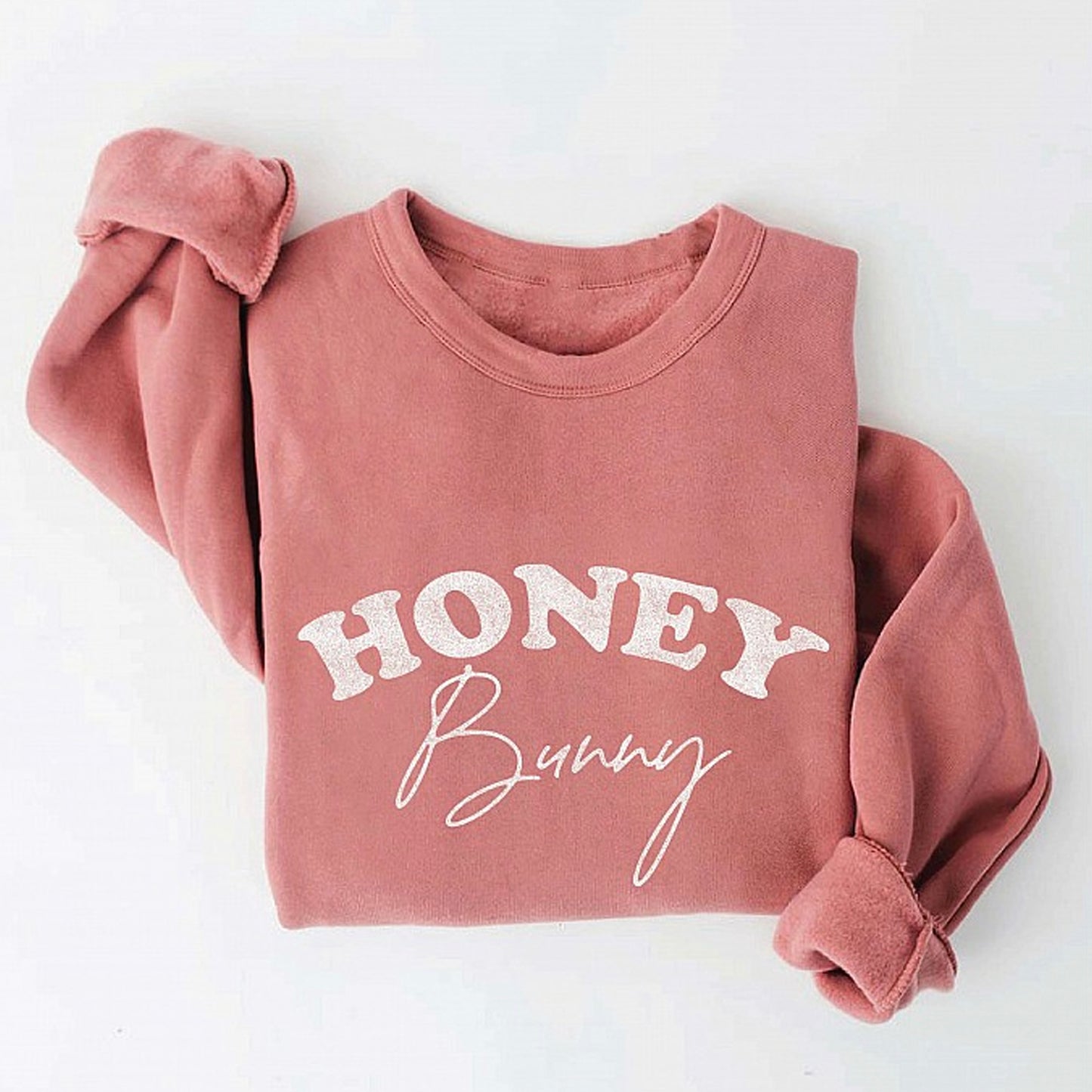 Honey Bunny Women's Graphic Fleece Sweatshirt, Mauve