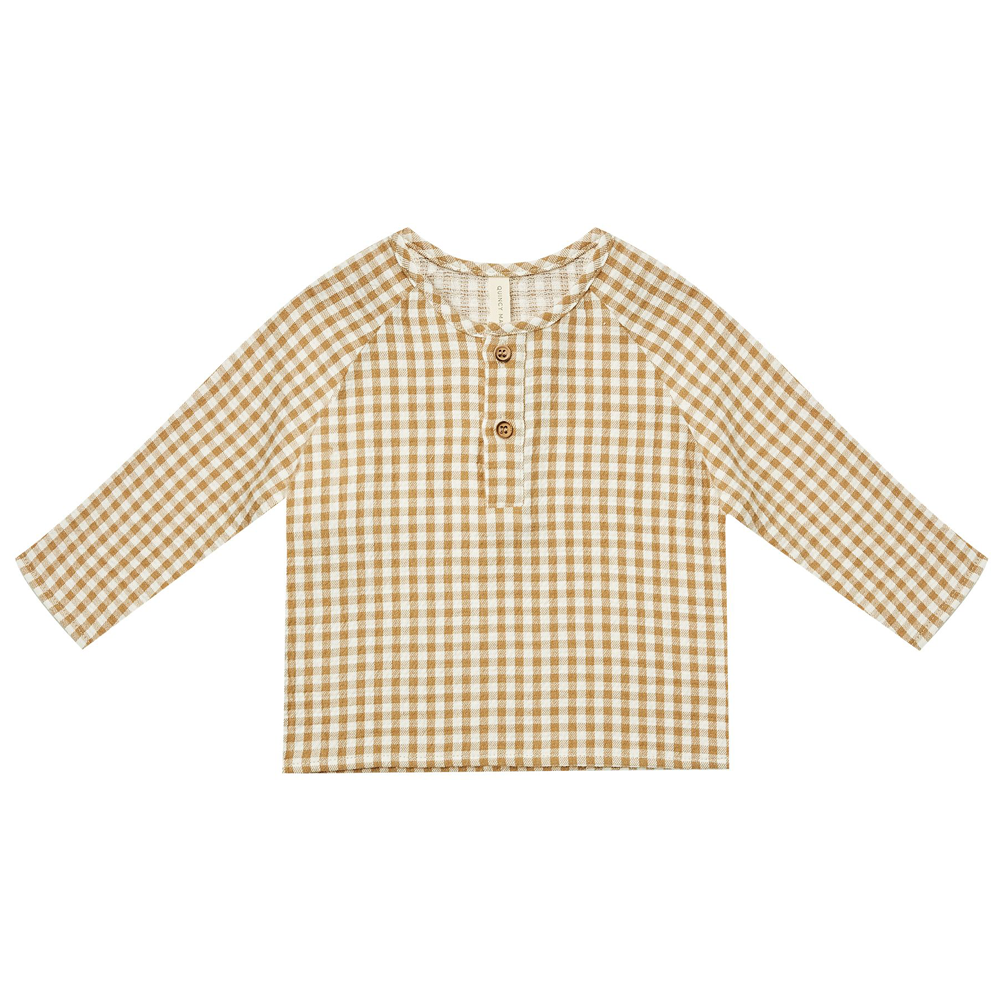 SpearmintLOVE’s baby Organic Zion Shirt, Honey Gingham