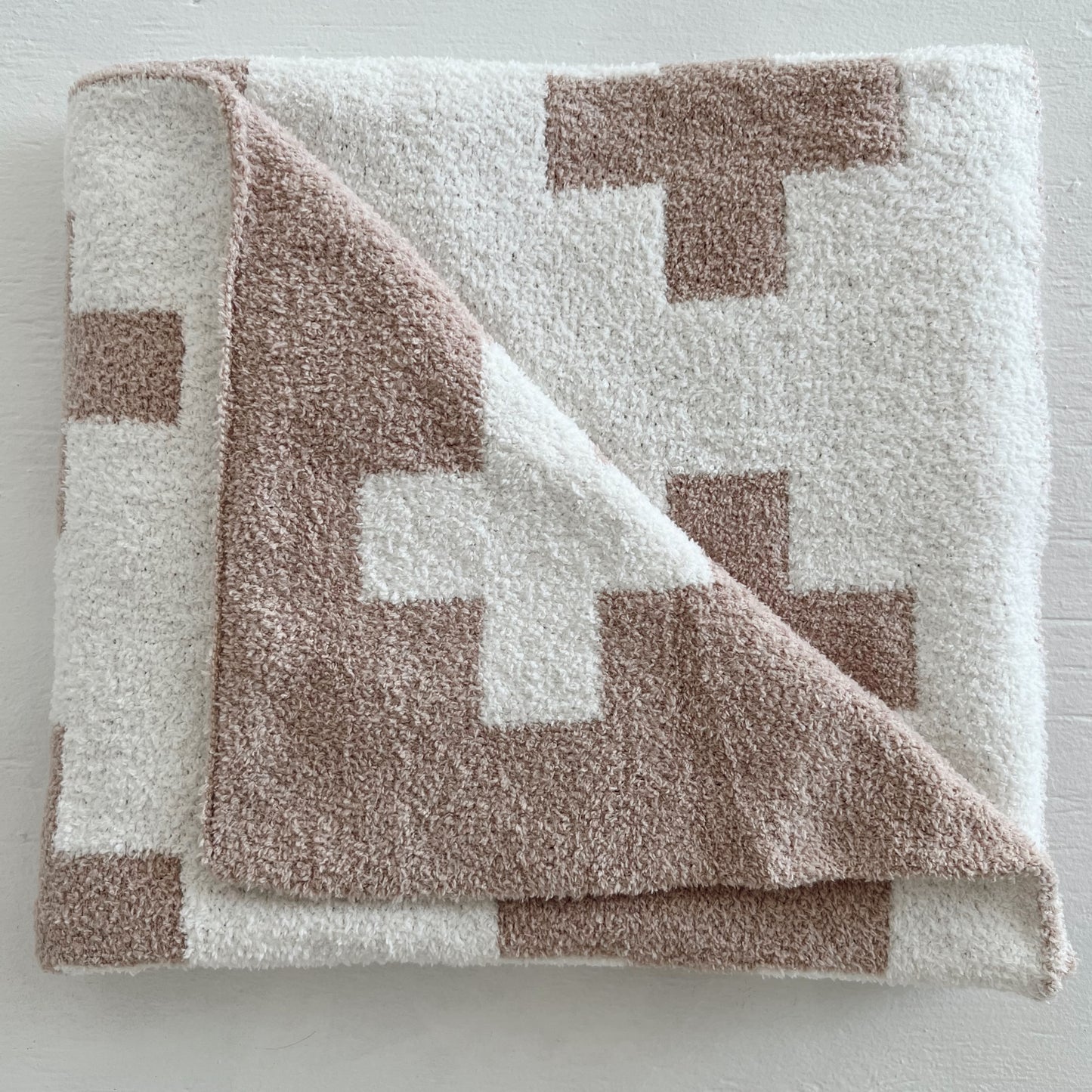 Phufy™ Bliss Blanket, Cocoa/White Cross