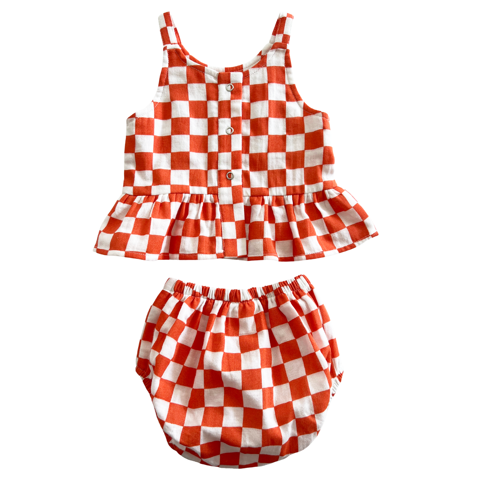 Baby Girls Casual Checkerboard Sleeveless Knit Onesie Clothes