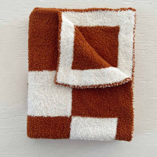 Phufy™ Bliss Checker Mini Blanket, Cinnamon