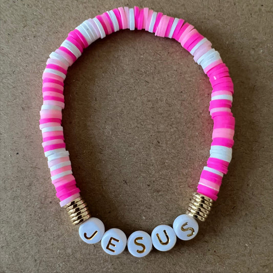 Flamingo Beaded Bracelet, Jesus