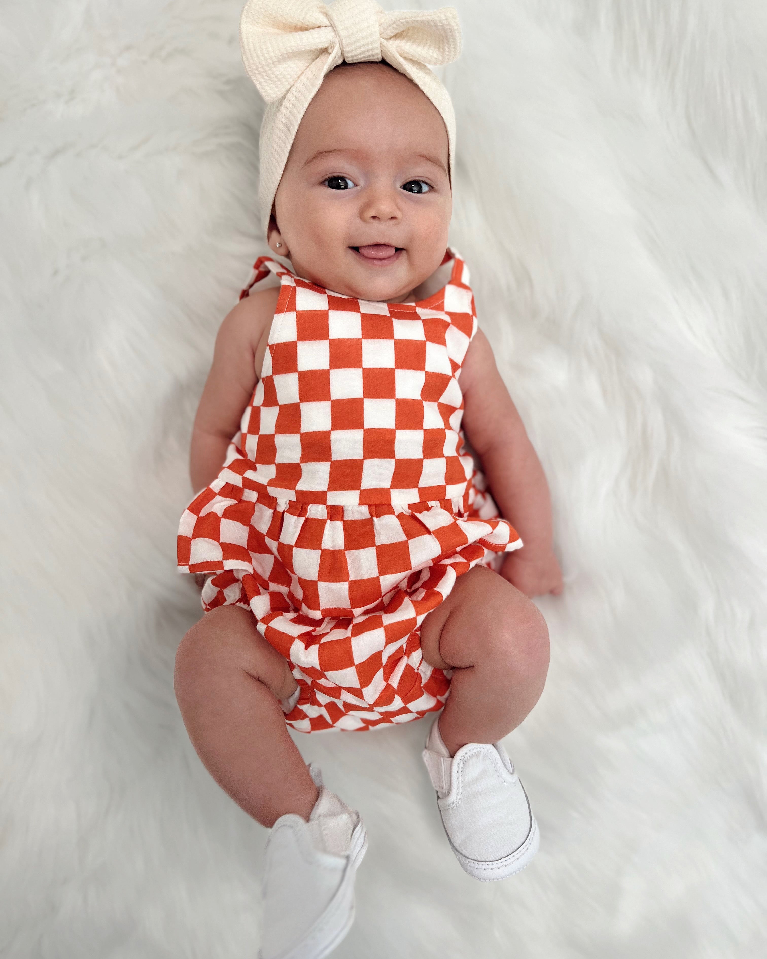 Tangerine Checkerboard / Organic Peplum Set – SpearmintLOVE