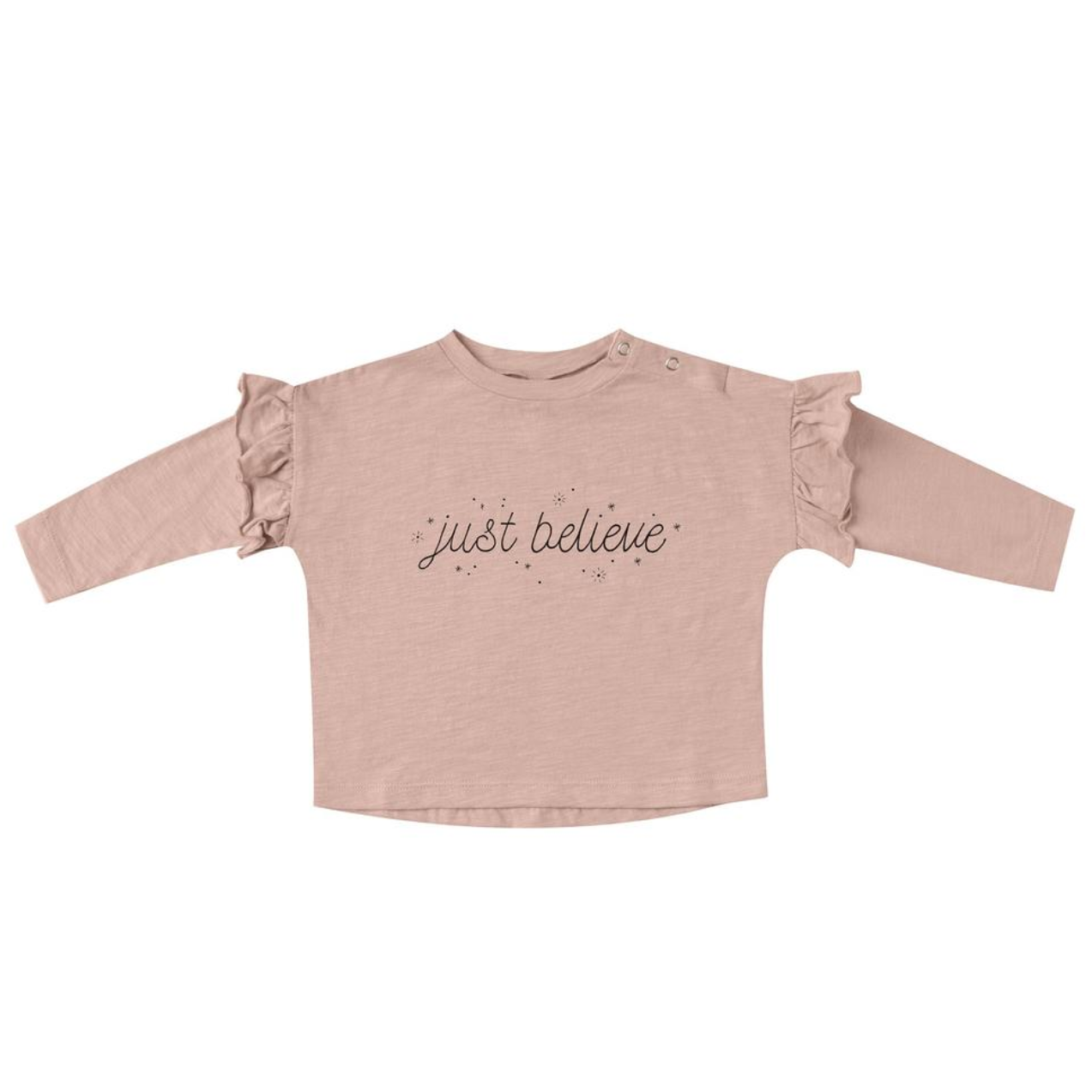 SpearmintLOVE’s baby Rylee & Cru LS Ruffle Tee, Just Believe