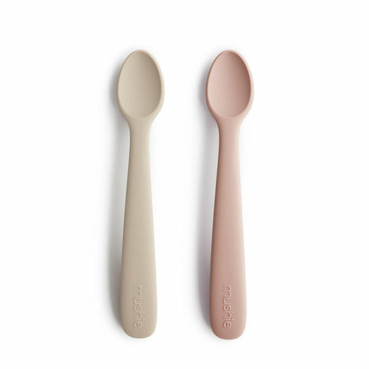 SpearmintLOVE’s baby 2-Pack Silicone Feeding Spoons, Blush/Shifting Sand