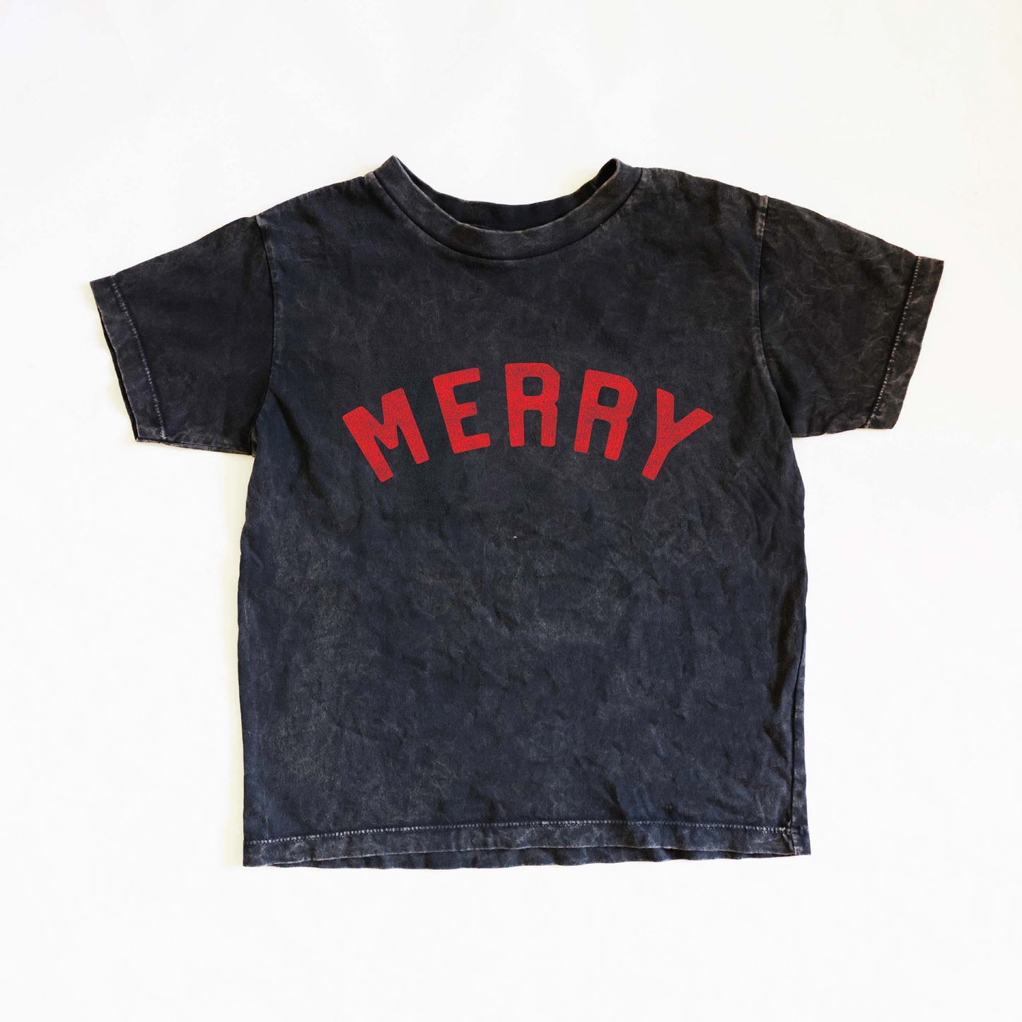 Merry Toddler Washed Graphic Tee, Mineral Black