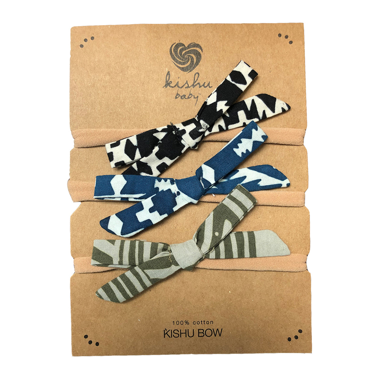 SpearmintLOVE’s baby Bow Set, Abstract Black, Navy, Khaki