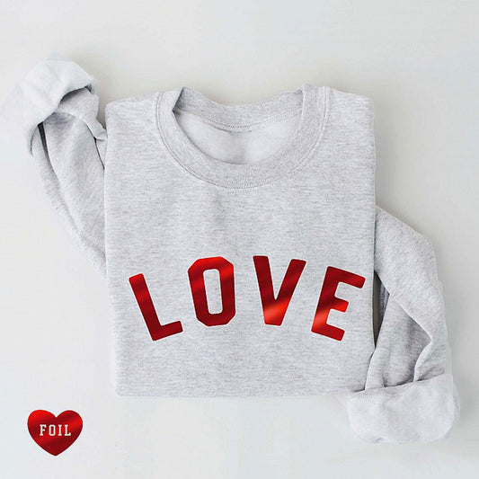Love Women's Foil Graphic Fleece Sweatshirt, White Heather