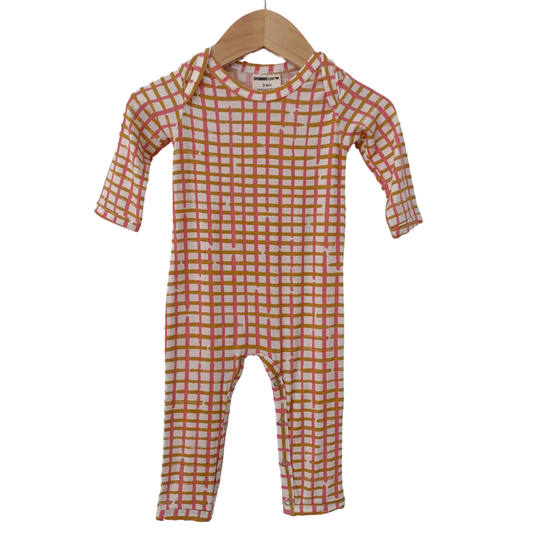SpearmintLOVE’s baby Long Sleeve Romper, Pink Check