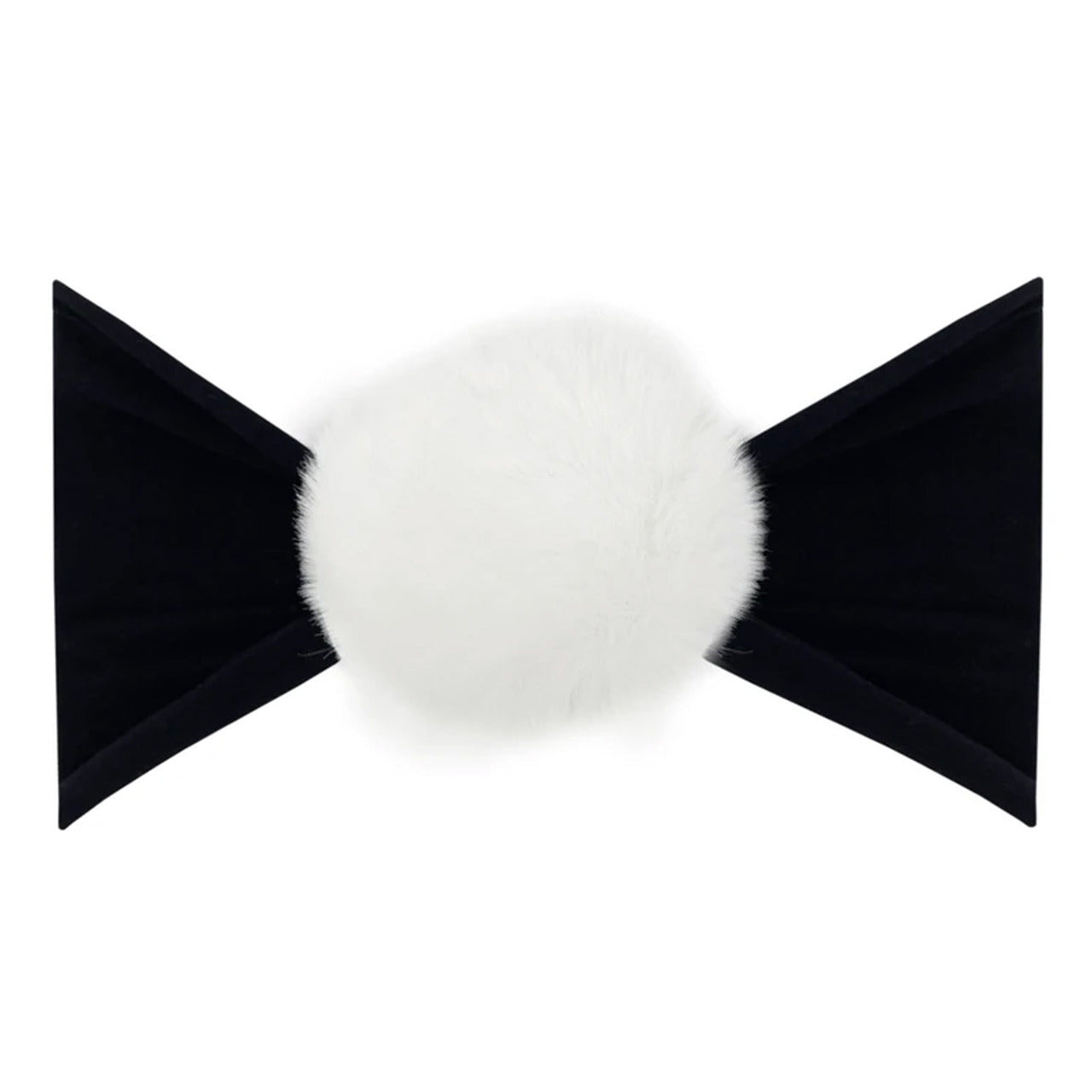 SpearmintLOVE’s baby Luxe Fur Pom Headband, Black/White
