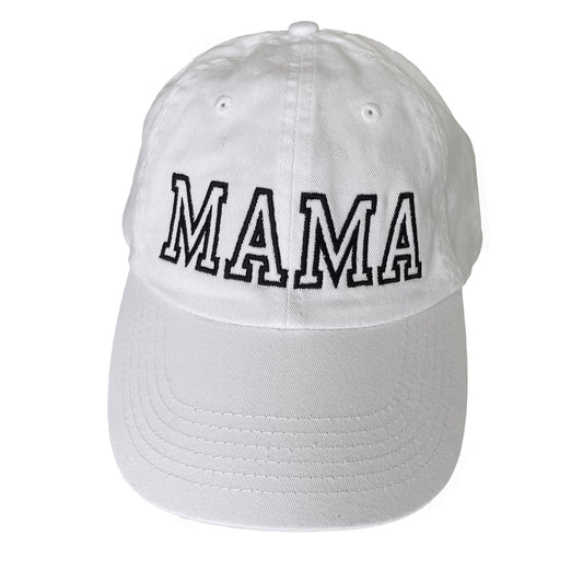 Embroidered Mama Canvas Hat, White