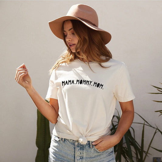 Mama Mommy Mom Graphic Tee, Vintage White