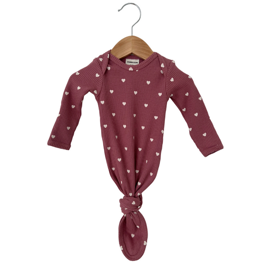 Organic Waffle Knotted Gown, Mauve Heart