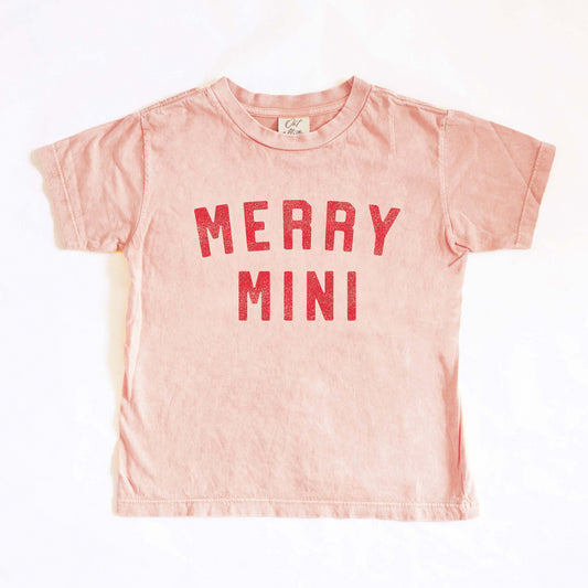 Merry Mini Toddler Washed Graphic Tee, Soft Pink