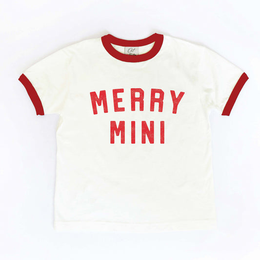 Merry Mini Toddler Ringer Graphic Tee, Natural/Red