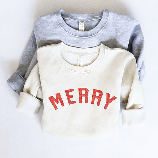 Merry Toddler Graphic Sweatshirt, Heather Dust