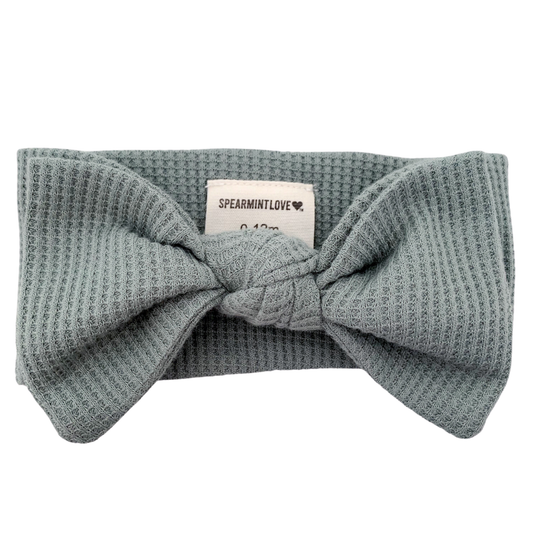 SpearmintLOVE’s baby Organic Waffle Knot Bow, Mountain Green
