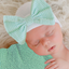 SpearmintLOVE’s baby Newborn Bow Hat, Mint Ginham Seersucker