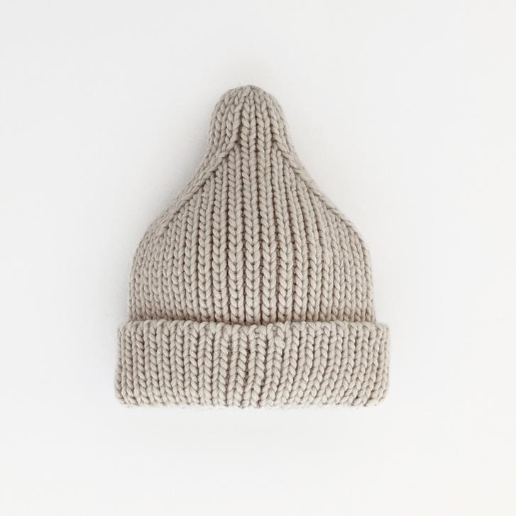 Peak Knit Beanie Hat, Oatmeal