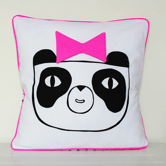 SpearmintLOVE’s baby Happy Panda Cushion Cover, Pink