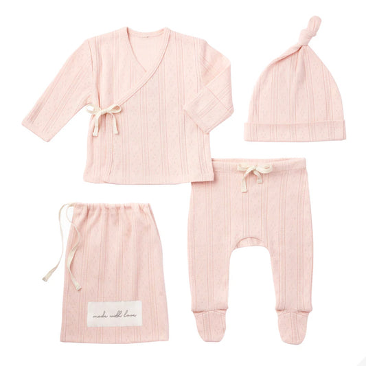 Pointelle Layette Gift Set, Pale Pink