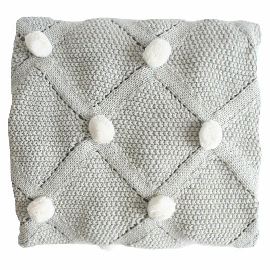 SpearmintLOVE’s baby Organic Pom Baby Blanket, Grey/Ivory